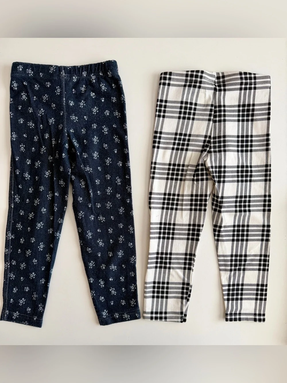 3T Leggings Lot 6 Pair-strawberry, flowers, rainbows, denim, green, check